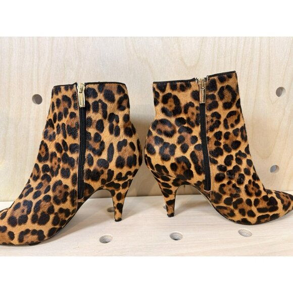 Vince Camuto Nandi 2 Calf Hair Leopard Zip Pointed Fur Bootie Size 10 - Picture 9 of 12